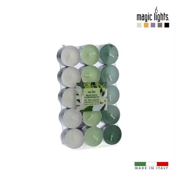 Pack 30 Velas con Aroma Musk-Flores Blancas 3,7cm Magic Lights - 1