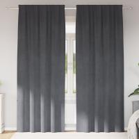 Cortinas opacas vidaXL con cinta superior 2 pcs de terciopelo gris claro - details 0