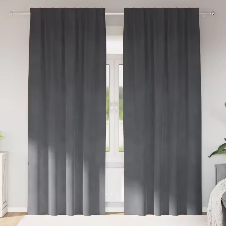 Cortinas opacas vidaXL con cinta superior 2 pcs de terciopelo gris claro - 1