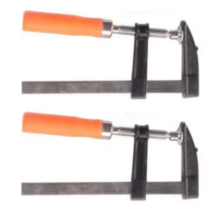Tradineur - Pack de 2 sargentos de metal y plástico, herramientas de bricolaje para sujetar tableros, realizar cortes u otras funciones, accesorios, carpintería - 50 x 150 mm - 1