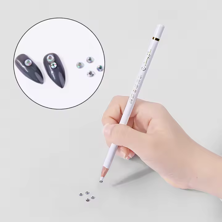 Bolígrafo De Arte De Uñas Con Refill De Cera Gruesa Blanca Adecuado Para Escoger Piedras Preciosas Herramientas De Manicura - 1