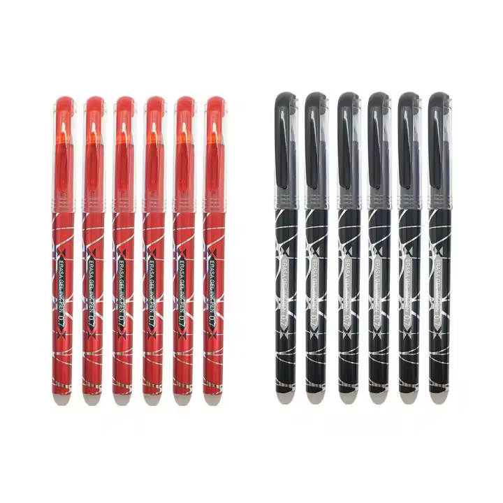 RHardware 12 bolígrafos de tinta negra,roja borrable de gel 0,7mm - 1