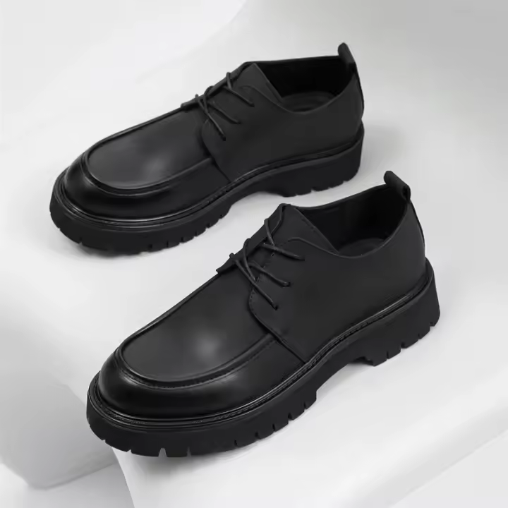 Zapatos De Cuero Para Hombre Casual Clásico Negocios Formales Con Cordones Hechos a Mano Transpirables Suela Gruesa Moda Zapatos - 1