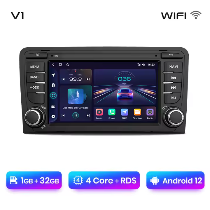 Junsun AI Voice Android Auto Radio para Audi A3 8P 2003 2004 2005 2006 2007 2008 2009 2010 2011 S3 RS3 Sportback Multimedia para automóviles con Carplay RDS GPS es un autorradio de 2din - 1