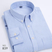 Camisa Oxford Para Hombre De Manga Larga Casual Rayada Gris Verde Azul Náutico Negocios Slim Botones Moda Tendencias - details 16