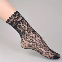 Calcetines De Encaje Y Malla Ultrafinos Para Mujer Calcetines Invisibles Con Patrón Floral De Spandex Y Nylon Calcetines De Hilo Fino Para Mujer - details 5