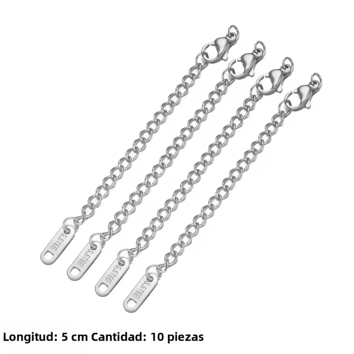 10pcs Cadena De Extensión De Acero Inoxidable Con Cierre De Langosta Para Conectores De Joyería DIY Suministros De Pulseras - 1