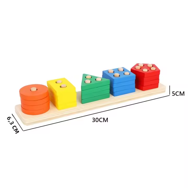 Juguete De Montessori De Madera Para Niños Y Bebés De 1 Año Juguetes De Alineación Y Pila Para Desarrollo Motor Fine Prescolar - 1