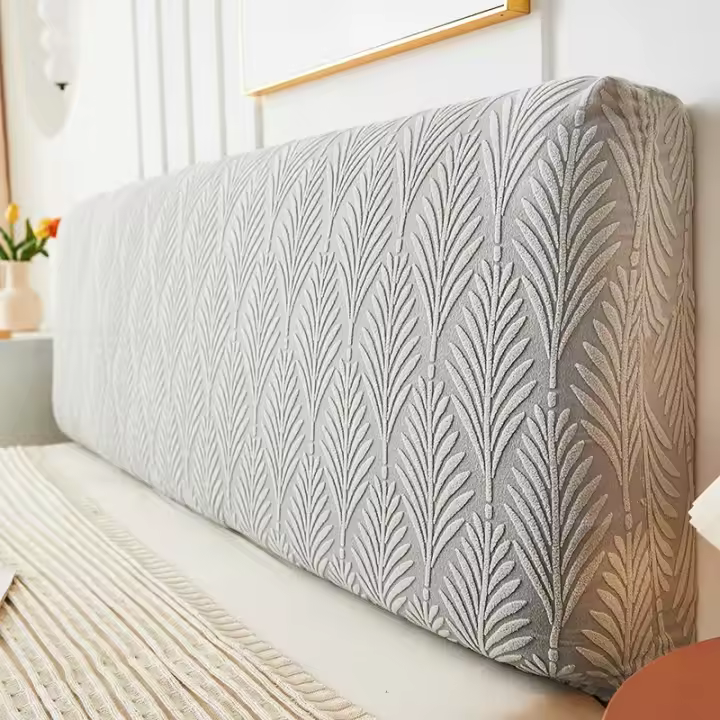 Funda De Cabeza De Cama Jacquard Sólida Con Encaje Cubierta De Hojas Incluyente Para Cama Moderna Y Hotel 100% Poliéster - 1