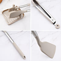 Juego De Utensilios De Cocina Ecológicos De Silicona No Adherente Con Mango De Acero Inoxidable Espátula Mezclador Para Huevo Y Cocina - details 3