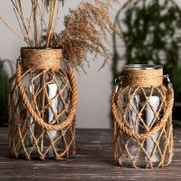 Vaso De Vidrio Tejido a Mano Boho-Chic Portátil Y Transparente Con Patrón Sólido Para Decoración Del Hogar Y Hidroponía - details 1