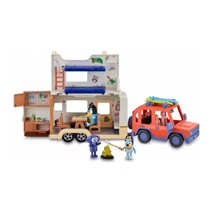 PLAYSET BLUEY COCHE DE FAMILIA Y FURGONETA CAMPER DE FAMOSA - 1
