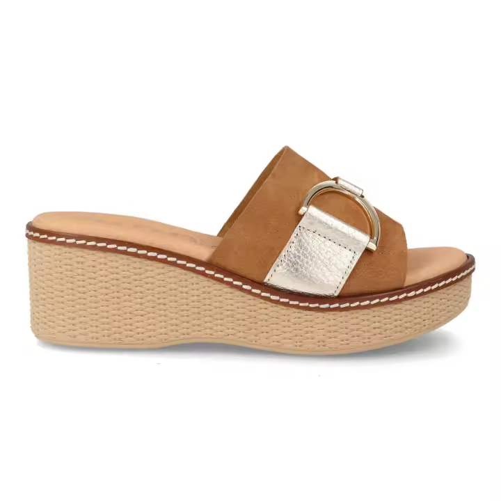 Sandalias cuña Bda 19411 Cuero/Platino en piel para mujer made in Spain by Bda Shoes - 1
