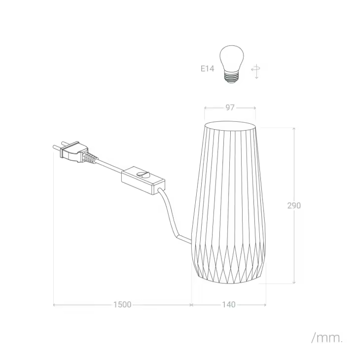 Ledkia Lámpara de Mesa de Cerámica Teide Blanco - 1