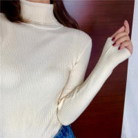 Suéter De Punto Grueso Para Mujer Otoño Invierno Manga Larga Cuello Alto Ajustado Suave Y Cálido Pullover De Algodón Y Acrílico Estilo Casual - details 9