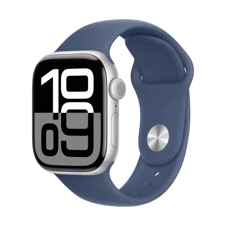 Apple Watch Series 10 GPS 46 mm Aluminio Plata y Azul Correa deportiva (vaquero) - Talla S/M - 1