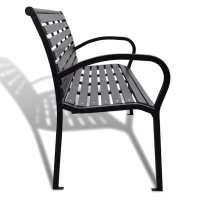 vidaXL Banco de jardín acero y WPC negro 125 cm - details 3
