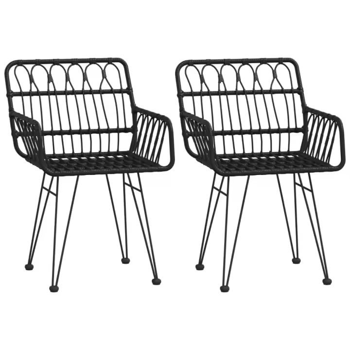 vidaXL Sillas de jardín con reposabrazos 2 uds ratán PE 56x64x80 cm - 1