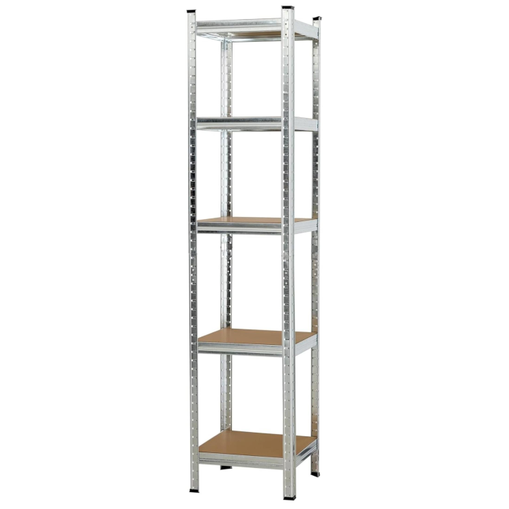 ORION91oficial® - Estantería Metálica Galvanizada | Modular | Almacenaje | 180x40x40 cm | Acero y MDF | Antihumedad | Hogar | Trastero | Almacen | Garaje | 5 Baldas Ajustables | Cargas Pesadas 175Kg | Estantería - spaziOrion91
