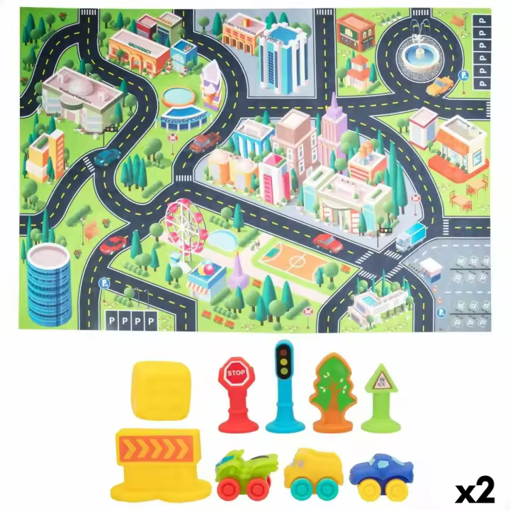 Alfombra de juego Colorbaby Ciudad Plástico (2 Unidades) - 1