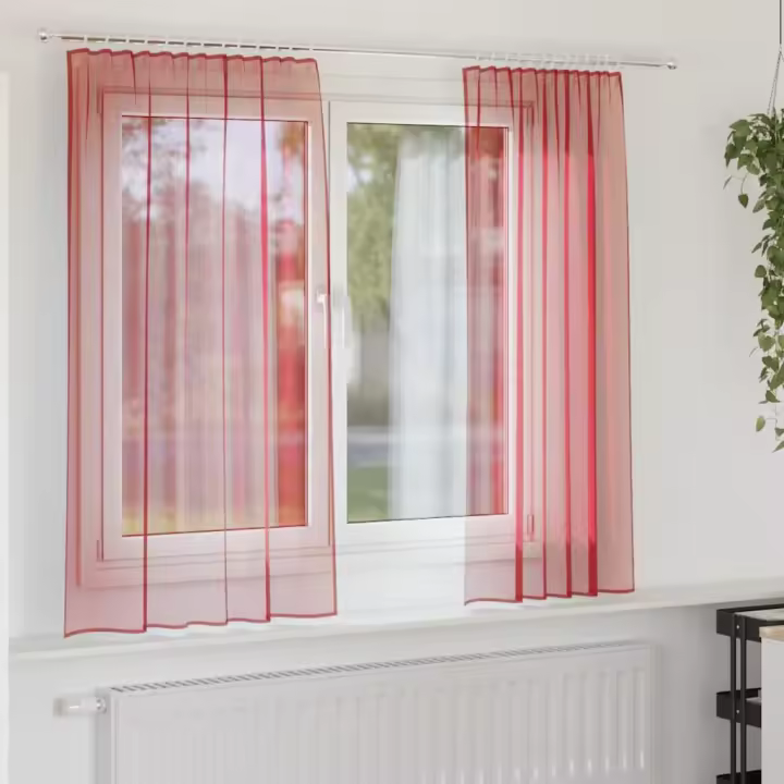 vidaXL Cortinas de gasa con bolsillos para varillas 2 uds. en color Arena/Marrón/Blanco y más | protección solar decorativa para ventanas hogar oficina dormitorio fácil de instalar - 1