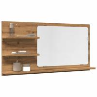 vidaXL Espejo de baño madera contrachapada 90x10,5x45 cm en color Negro/Roble artisan/Roble Sonoma y más | decorativo de pared para baño dormitorio recibidor moderno - details 1