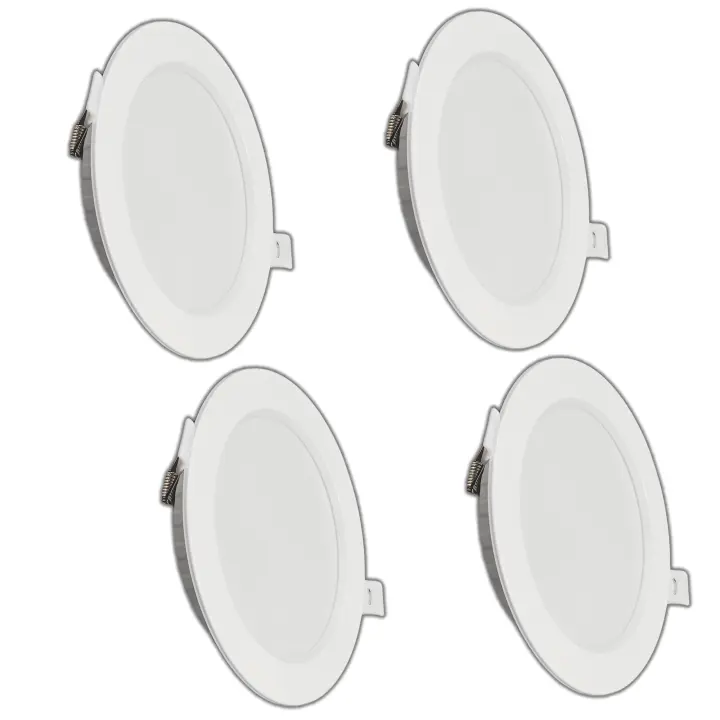 Pack 4 Downlight LED 6W, 560 Lúmenes, 6500K, ALUMAR  Corte 7 cm, Diámetro 9.5 cm, Difusor PS, Controlador integrado, SMD2835, PCB Aluminio, Diseño Delgado, CRI-80, Vida Útil 40,000h - 1