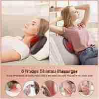 Almalux® Cojín Masajeador Shiatsu 4D con Calor 8 Nodos Masaje Cervical Espalda Coche y Hogar Portátil Viaje Relajante - details 1