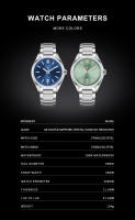 Reloj Mecánico Automático Para Hombre CADISEN Luminoso Con Cristal De Zafiro Acero Inoxidable Resistente Al Agua 10Bar Reloj Verde AR Coating - details 3