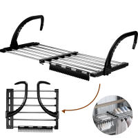 Organizador De Colgador De Zapatos De Acero Inoxidable Plegable Y Extensible Para Balcón Y Radiador Estante De Secado De Ropa Guardarrail - details 0