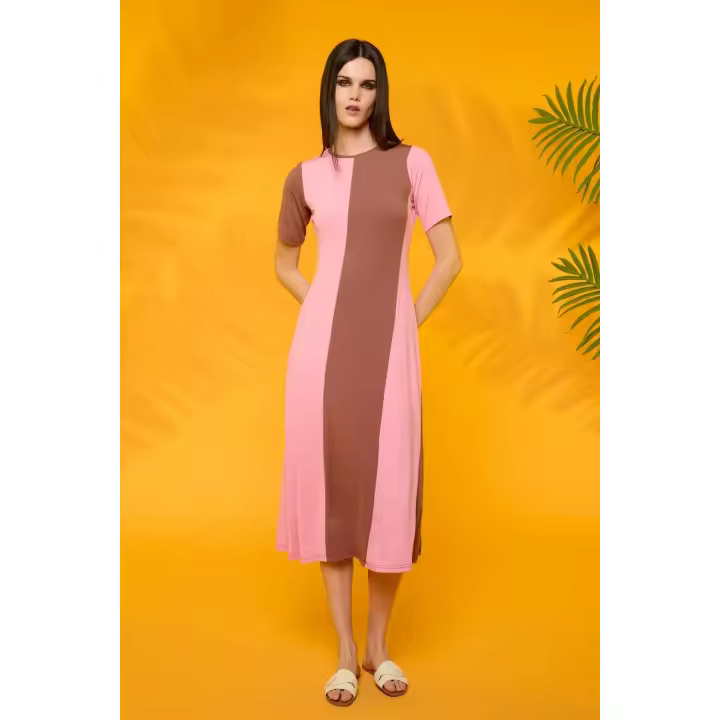 Vestido midi bicolor -Minueto- Otter - 1