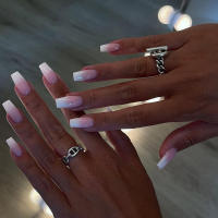 Uñas Postizas De Ballet Rosa Gradient Minimalista Francés 24 PCS + 1 Pegamento + 1 Linterna De Uñas Material De Resina - details 0