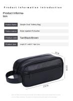 Bolsa De Viaje Para Hombres En Cuero Grande Con Múltiples Bolsillos Y Diseño Portátil Bolsa De Cosméticos De Negocios Con Cierre De Cremallera - details 0