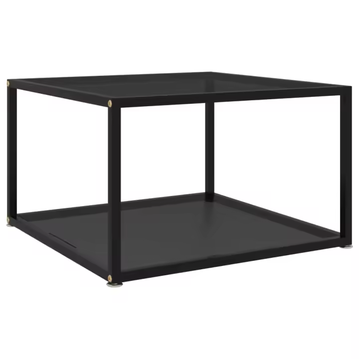 vidaXL Mesa de centro negra vidrio templado 60x60x35 cm en color Negro/Transparente | estructura resistente ideal para salón dormitorio o estudio - 1