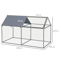PawHut Jaula para Animales Pequeños Parque para Mascotas de Acero con 1 Puerta Superior y 1 Tela Superior de Anti-UV para Exterior Jardín 198x100x120 cm Plata - details 2