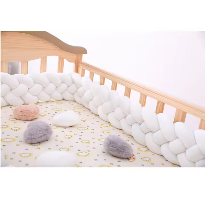 Protector de cuna para bebé, tejido a mano danés con trenza de Cuatro Hilos, anticolisión. - 1