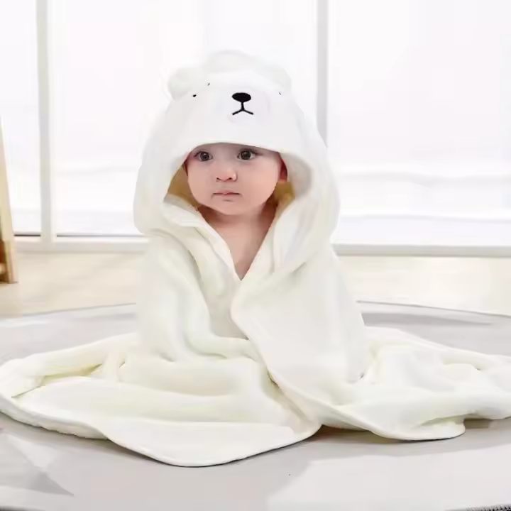 Toalla de baño de lana de Coral para bebé, albornoz, camisón, edredón envuelto, absorbente, rápido, suave, Unisex, 1 pieza - 1