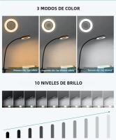 Lámpara De Escritorio LED Ajustable En 3 Colores USB Multiusos Flexible Para Lectura En La Cama Luz Nocturna Moderna Negra - details 2