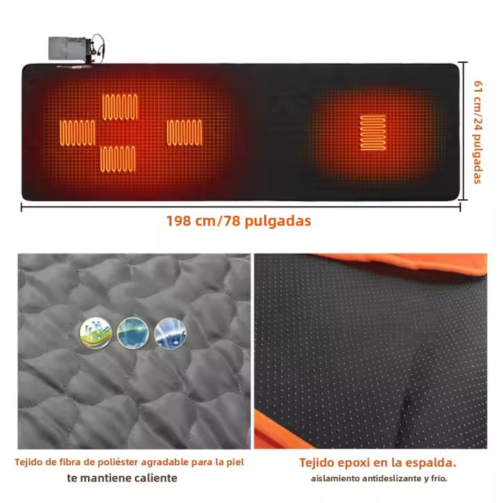 Alfombra Calentable USB Para Campamento Matrícula De Descanso Ajustable En 3 Niveles Accesorios De Camping Material PE Aislante Térmico - 1