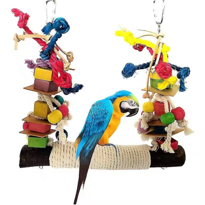 Large Parrot Swing, Bird Swing, Parrot Toy, Hemp Rope Nets For Parakeets, Cockatiels, Parakeets - 1
