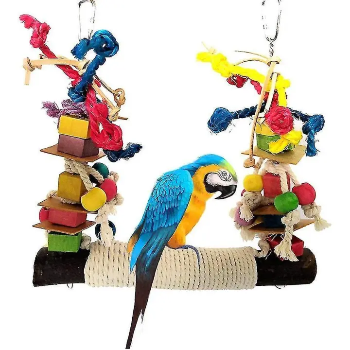 Large Parrot Swing, Bird Swing, Parrot Toy, Hemp Rope Nets For Parakeets, Cockatiels, Parakeets - 1