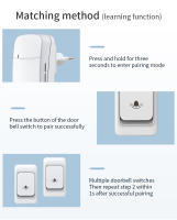 Interfono Inalámbrico Exterior Con 38 Melodías Resistente Al Agua 150m De Alcance Kit De Campana De Puerta Para Casa Chime Welcome - details 9