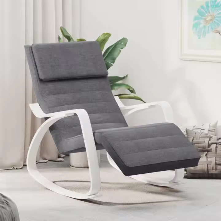 vidaXL Silla mecedora de tela gris oscuro - 1
