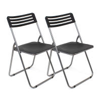 Set de 2 Sillas Plegables The Secret Home - Metal y PVC - Negro - Cómodas y Resistentes - Ideal para Cocina, Salón, Terraza - details 0