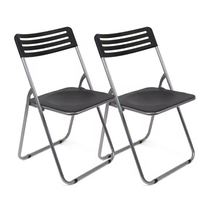 Set de 2 Sillas Plegables The Secret Home - Metal y PVC - Negro - Cómodas y Resistentes - Ideal para Cocina, Salón, Terraza - 1
