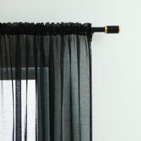 Cortina De Tela De Poliéster Negra Transparente Con Bolso Para Percha Estilo Oscuro Para Decoración De Habitaciones - details 1
