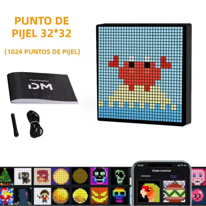 Matriz De LEDs RGB 64x64 Pantalla Digital Inteligente Bluetooth DIY Arte De Pared Control APP Decoración De Habitación Gaming Anime - 1