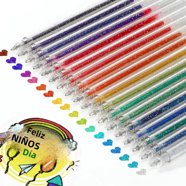 Juego De 12 Rotuladores De Gel Con Inky Glitter Refill De 12 Colores Adecuado Para Adultos Y Niños Dibujo De Libros Y Diarios - 1