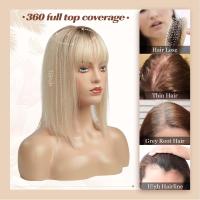 Peluca De Extensiones De Cabello Humano Remy Ombre Marrón Rubia Con Franja Base De Seda Piezas De Clip Para Mujeres Peluca De Topper De Cabello - details 3
