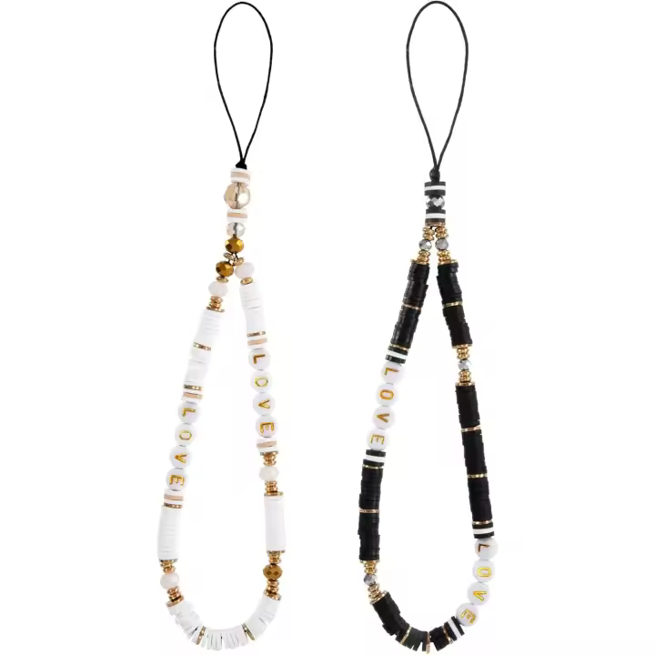 Colgantes de Mano para Móvil con Cuentas Correa Cordón Colgantes Móvil Bohemio Pulseras de Abalorios para Teléfono 2 Piezas - 1